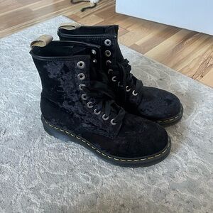 Dr. Martens Black Velvet Combat Boots